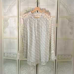 Lucky Brand |  Mixed Print Cream Floral Blouse XL